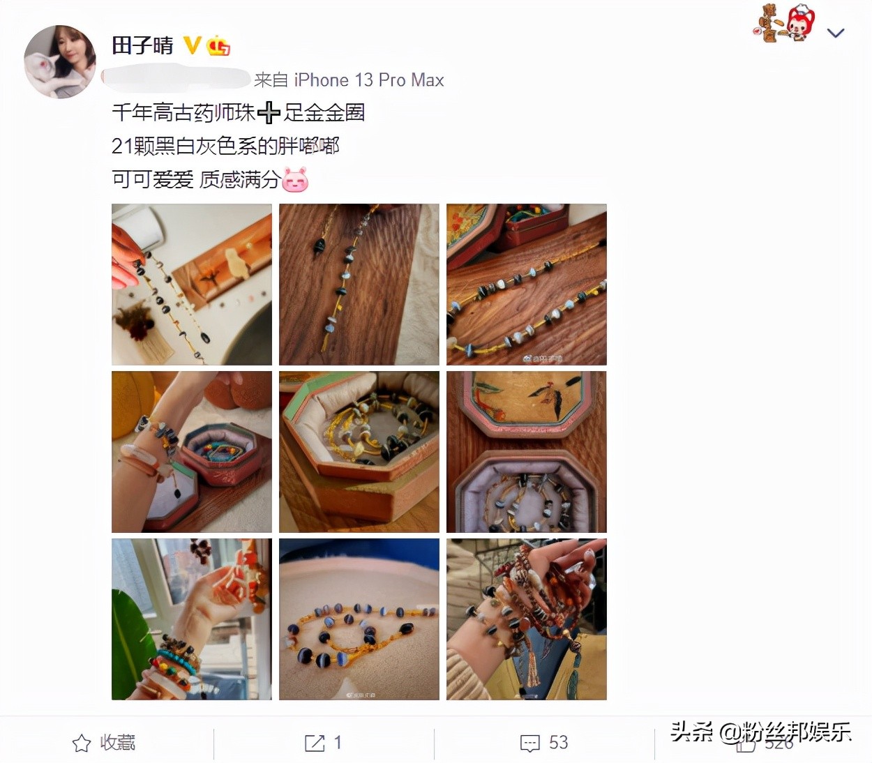 身份证“110”开头，田子晴自曝拿利息买玉，价值能抵韩雅乐8辆车