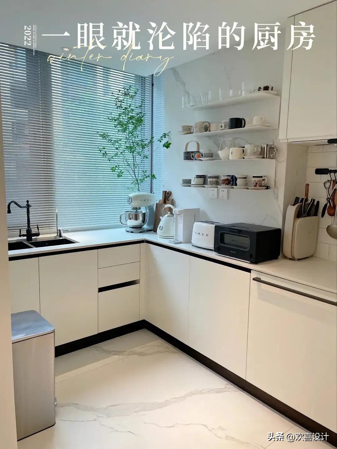 高颜值的厨房瓷砖铺设方案,30公分厨房装修效果图