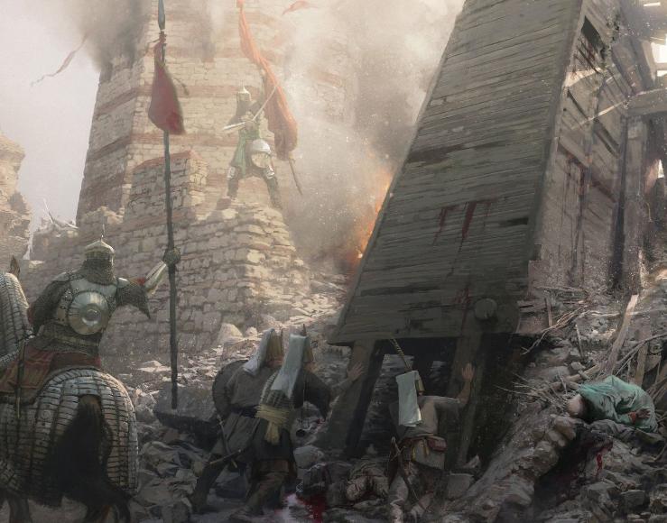 中世纪哥特式建筑风格的建筑绘画,欧洲宫廷风建筑绘画