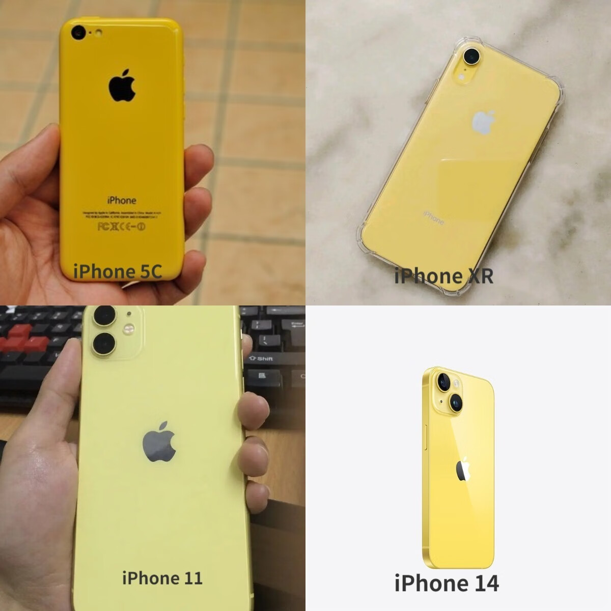 iphone14黄色对比小米13黄色,iphone14小米13外观