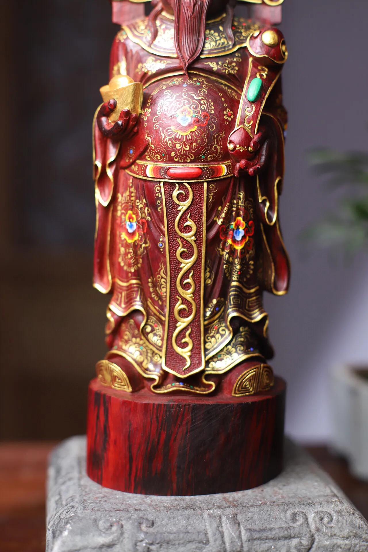 印度小叶紫檀财神爷手串,印度小叶紫檀木财神像