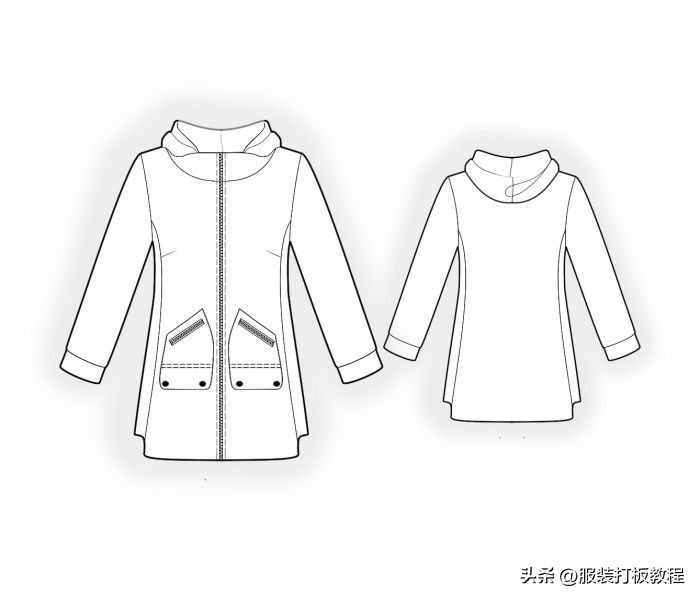 服装设计格子大衣款式图,服装设计风衣效果图