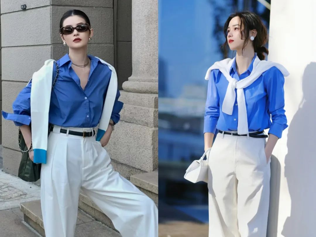 蓝白搭配氛围感穿搭,蓝白搭配清爽又迷人