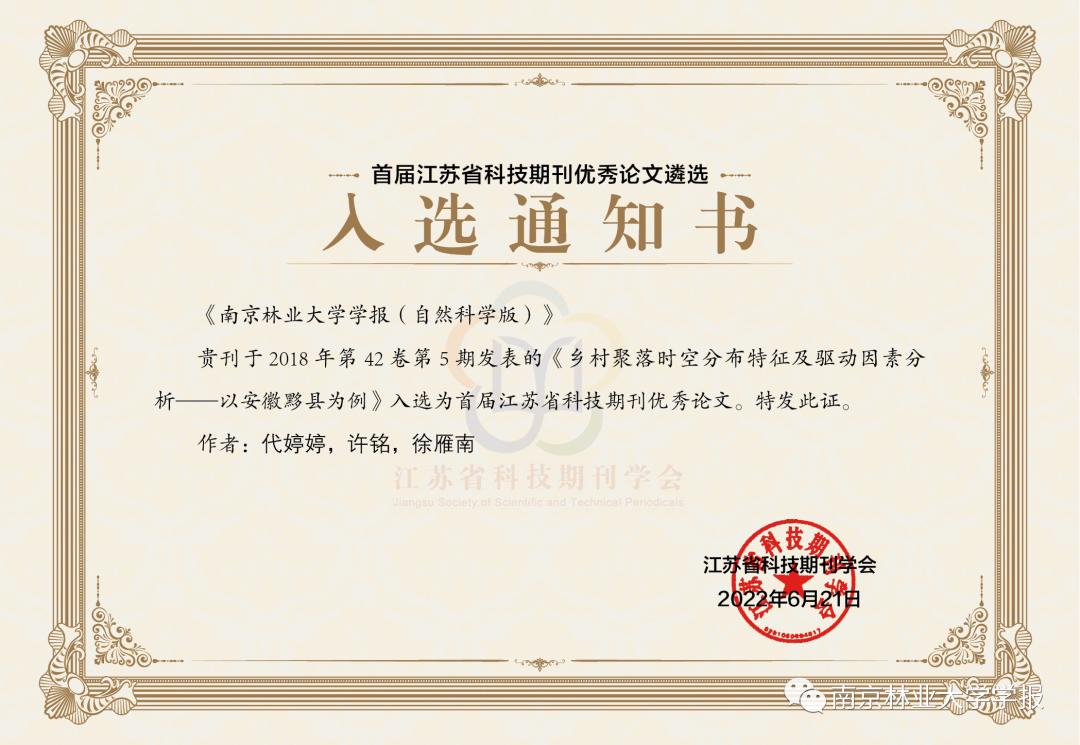 江苏省科技期刊优秀论文,论文发表喜报