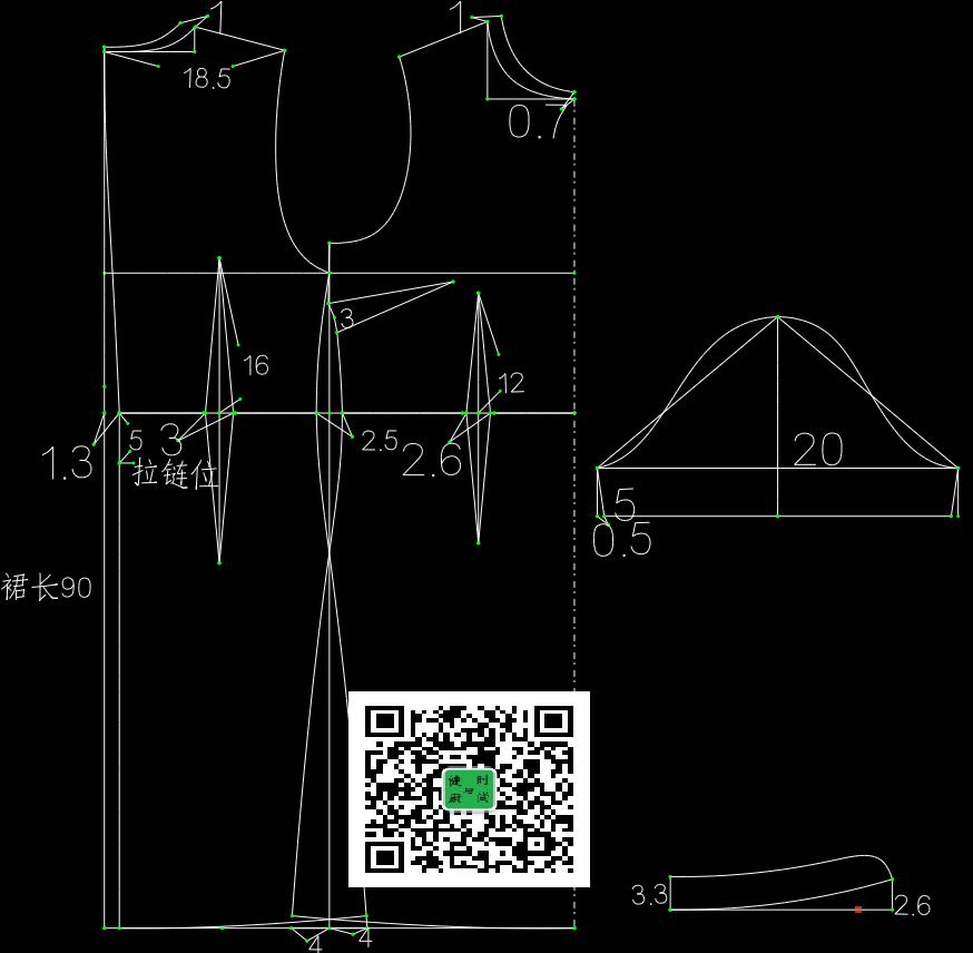改良中式连衣裙裁剪图,改良中式连袖棉袍裁剪图