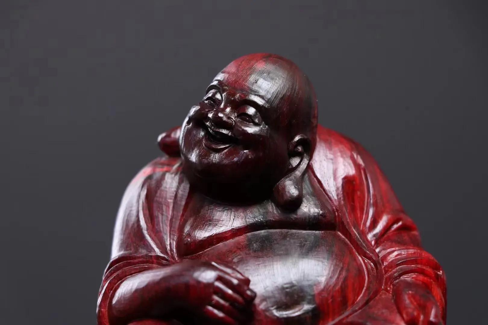 紫檀木雕刻笑佛手串,紫檀木大笑佛