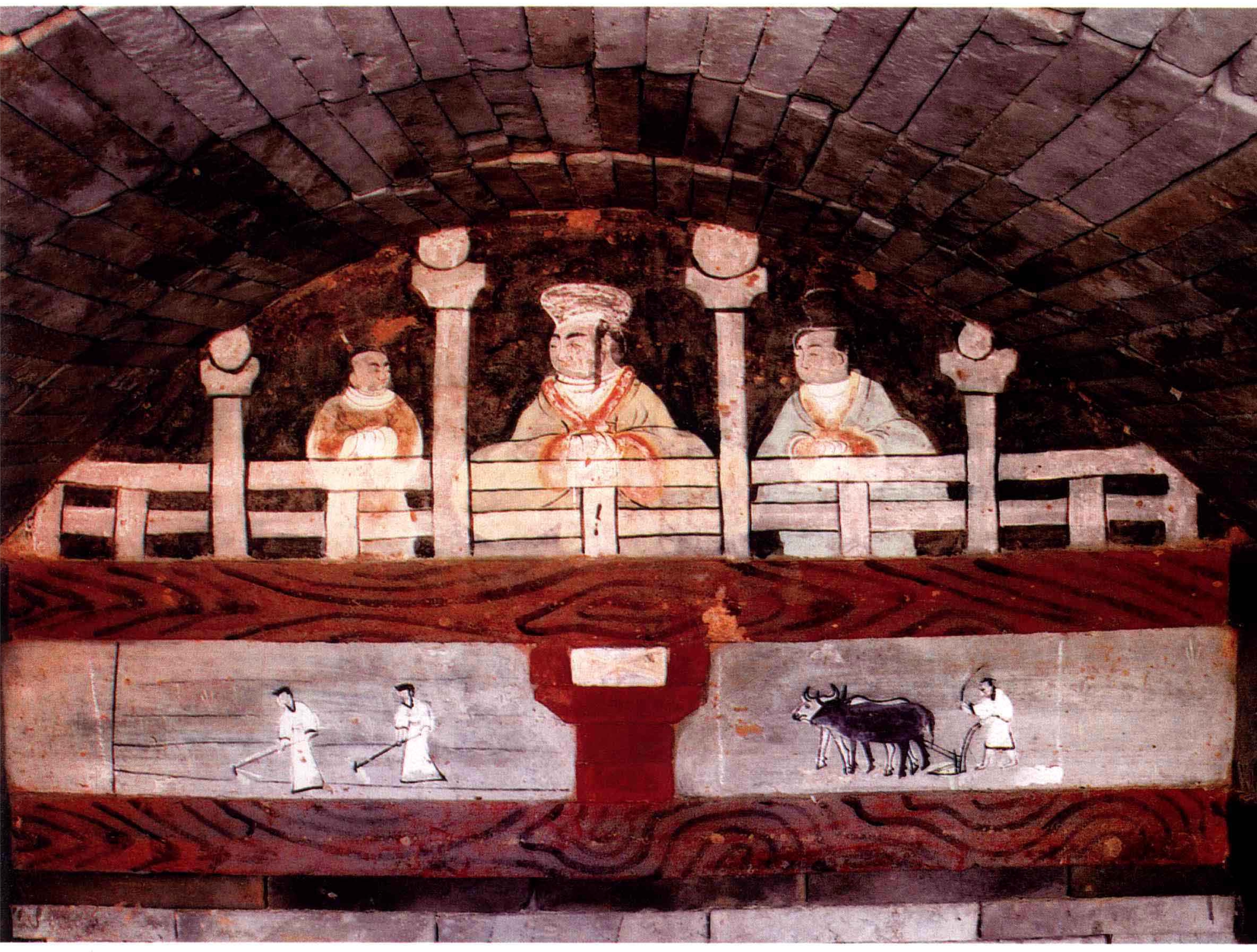 河南出土壁画图片,陕西出土古代壁画展