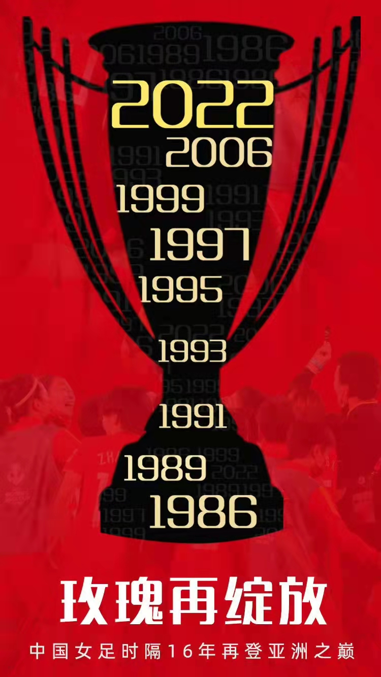 2005年以来u17女足亚洲杯冠军,2022年中国女足获得亚洲杯冠军
