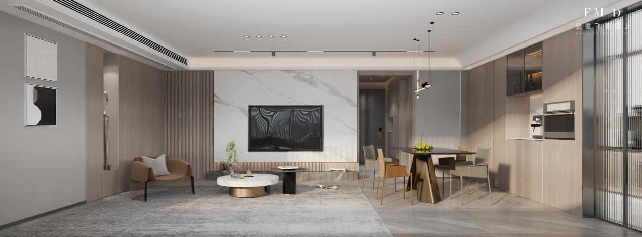 融创精装房客厅改造,融创145平四房两厅两卫装修效果图