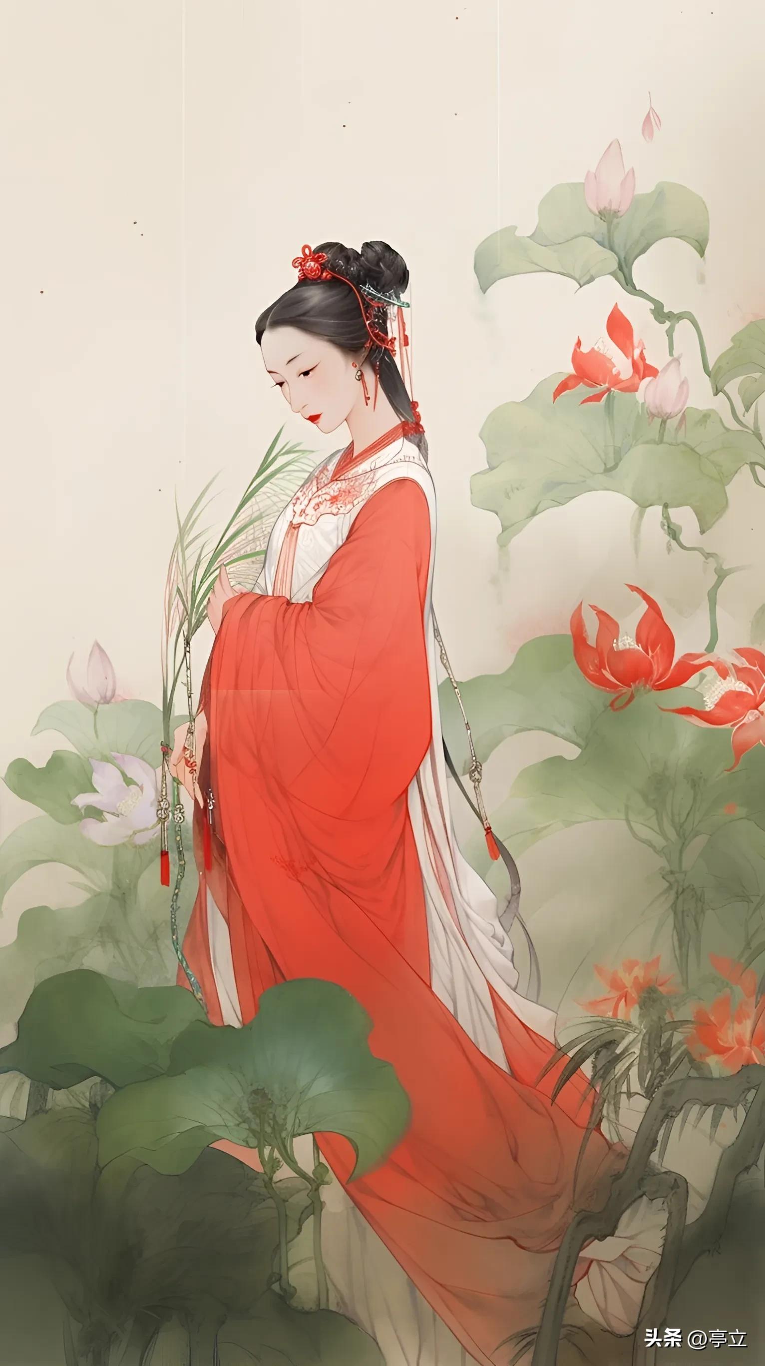 古风插画美女人物,仙气古代美女插画