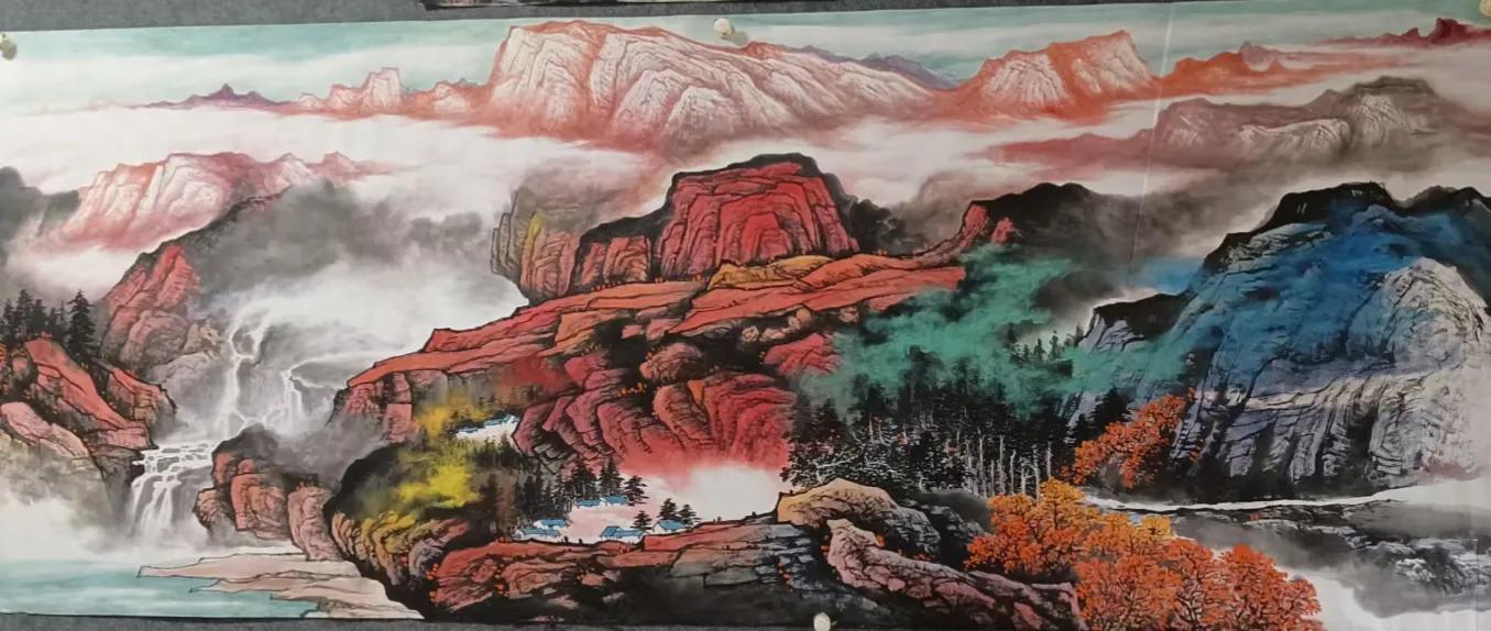 2019沙发背景墙山水画大全,山水画中式办公室客厅背景墙挂画