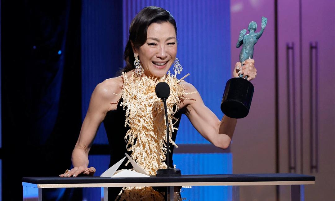 杨紫琼高定礼服闪耀戛纳红毯,杨紫琼携手老公亮相奥斯卡红毯