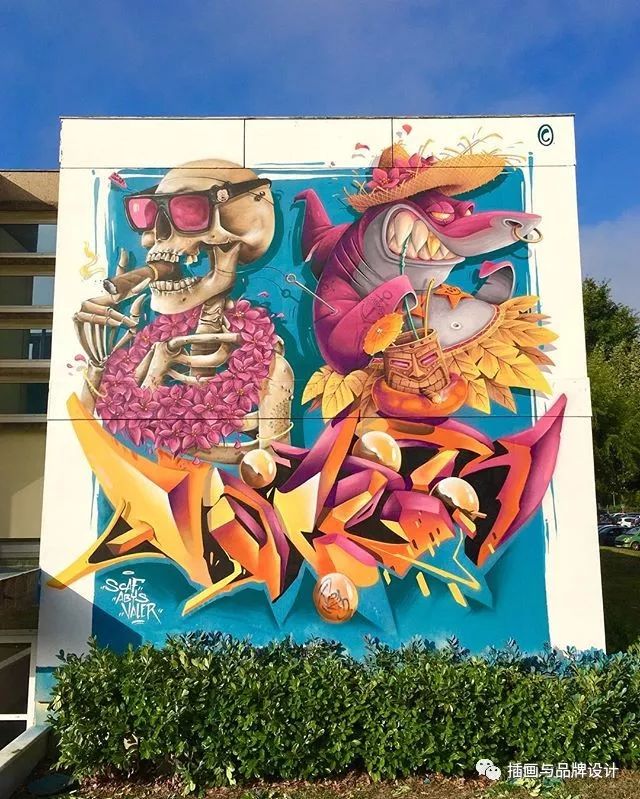 超震撼的墙绘,有视觉冲击感极简的墙绘