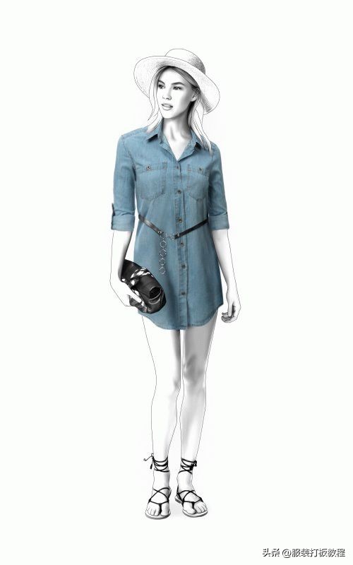 服装设计衬衫款式图,衬衫服装设计效果图