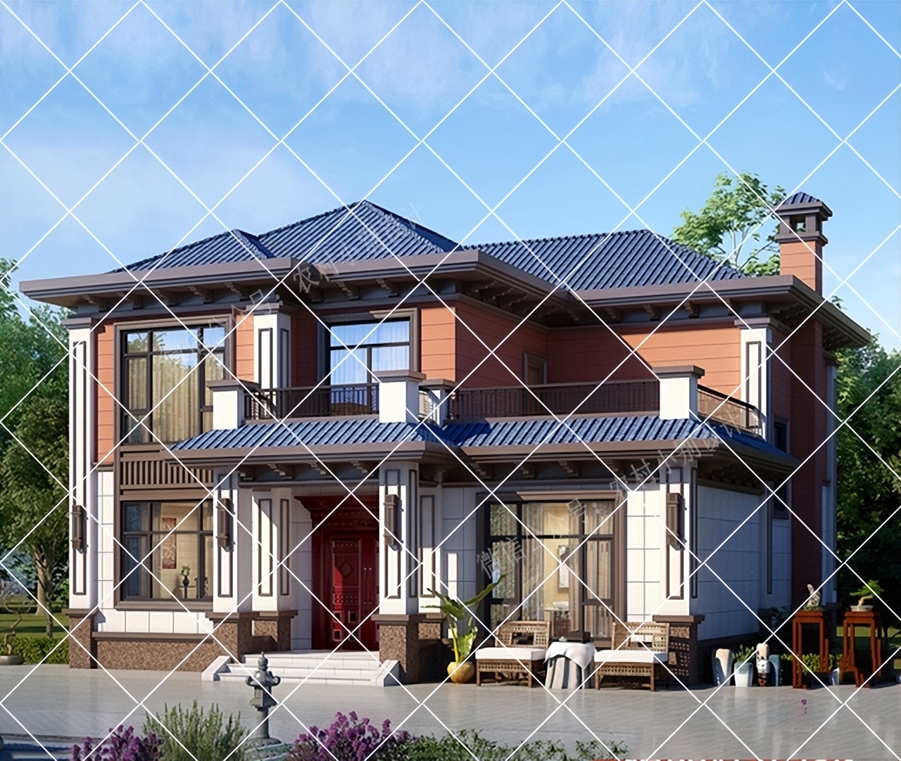 农村自建别墅带柴火灶设计,农村带堂屋柴火灶三层别墅实拍图