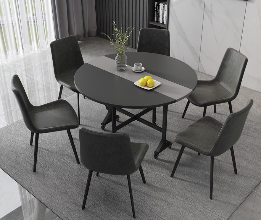 小户型折叠餐桌最新款实用,多功能6人餐桌折叠可伸缩圆桌