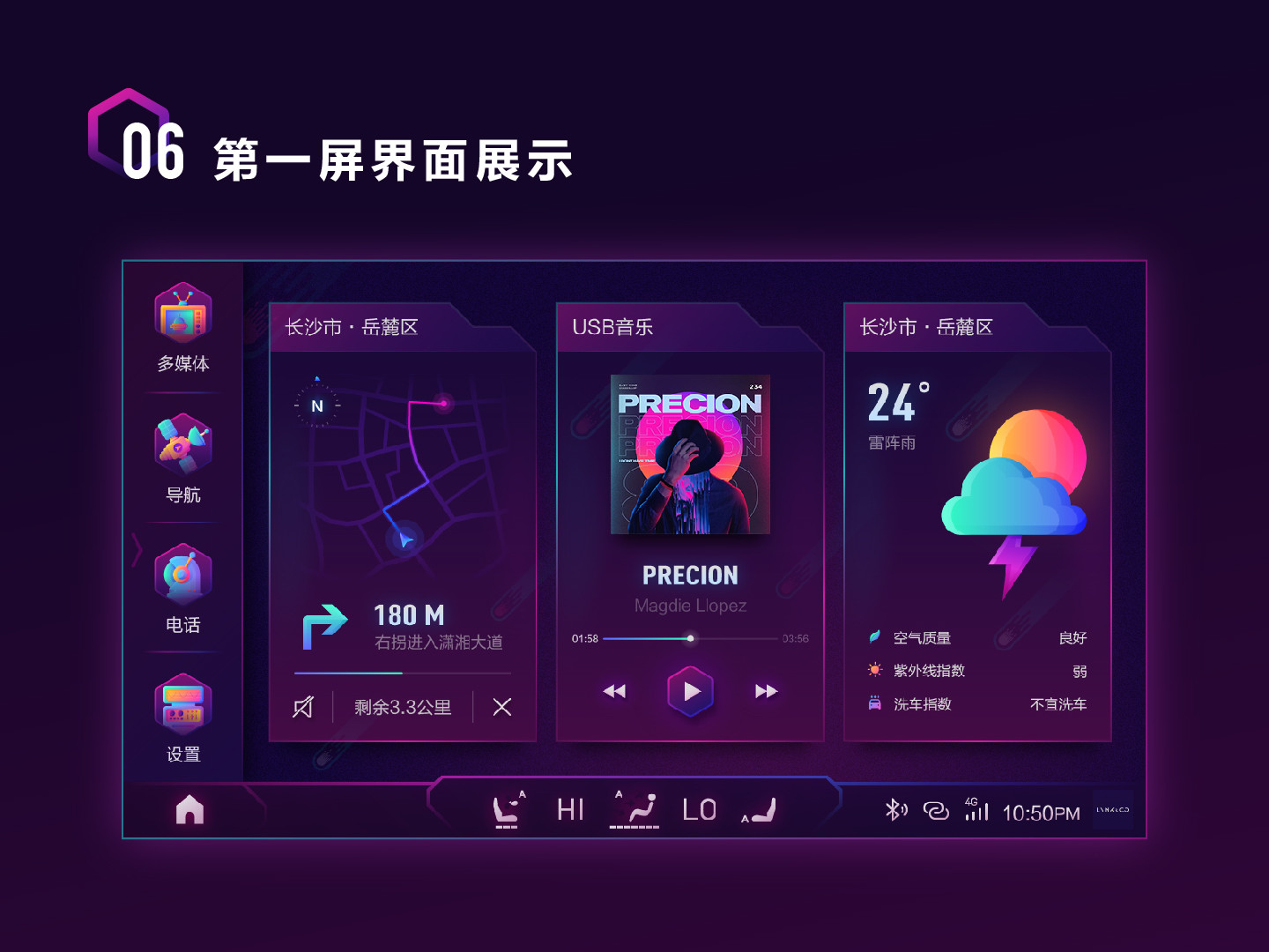 hmi车载界面设计,车载大屏hmi设计