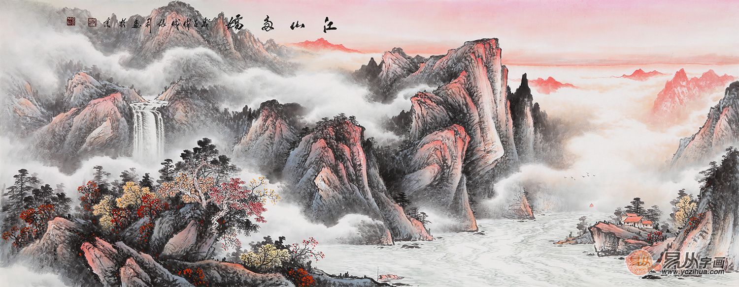 适合客厅办公室山水画推荐,张利国画山水画欣赏