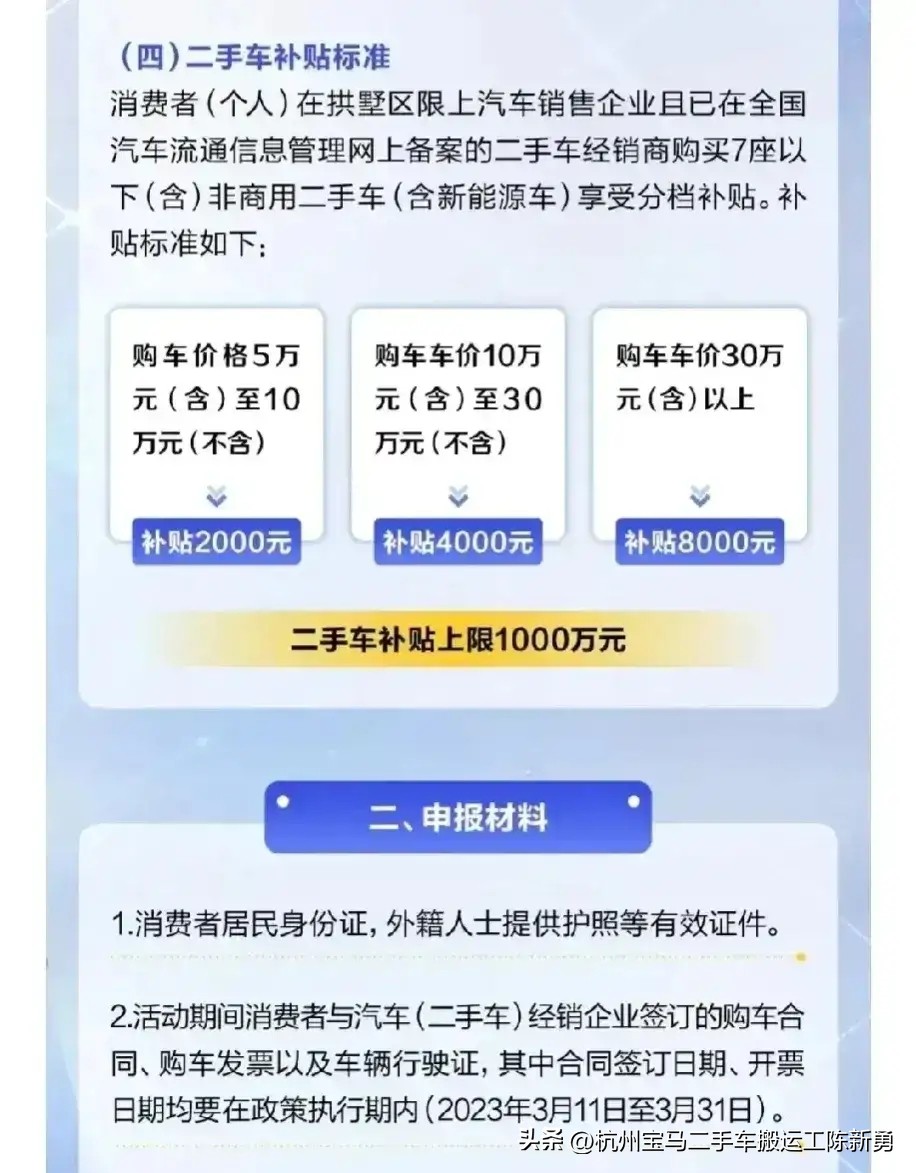 自己买二手车可以领取置换补贴,购买二手车有没有免税