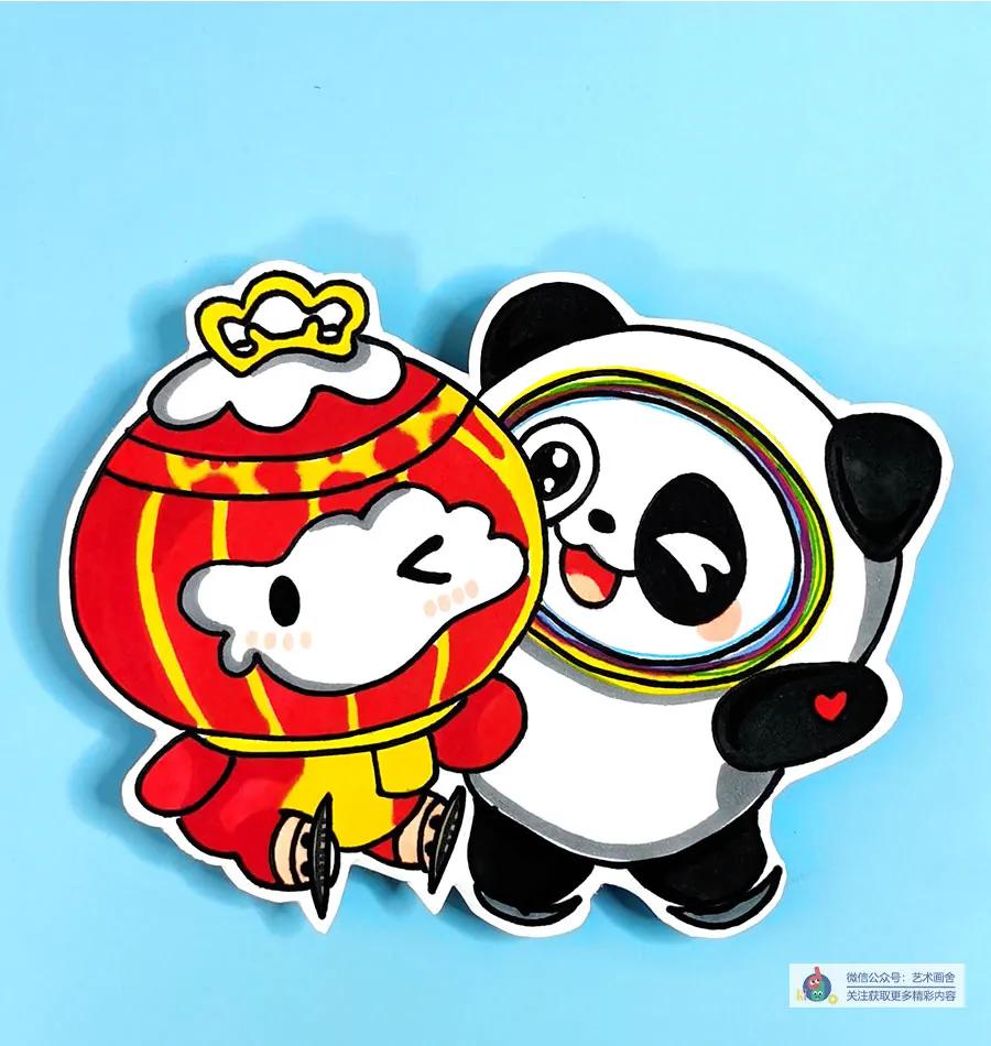 2022年冬奥会吉祥物雪容融简笔画,儿童画冰墩墩雪容融