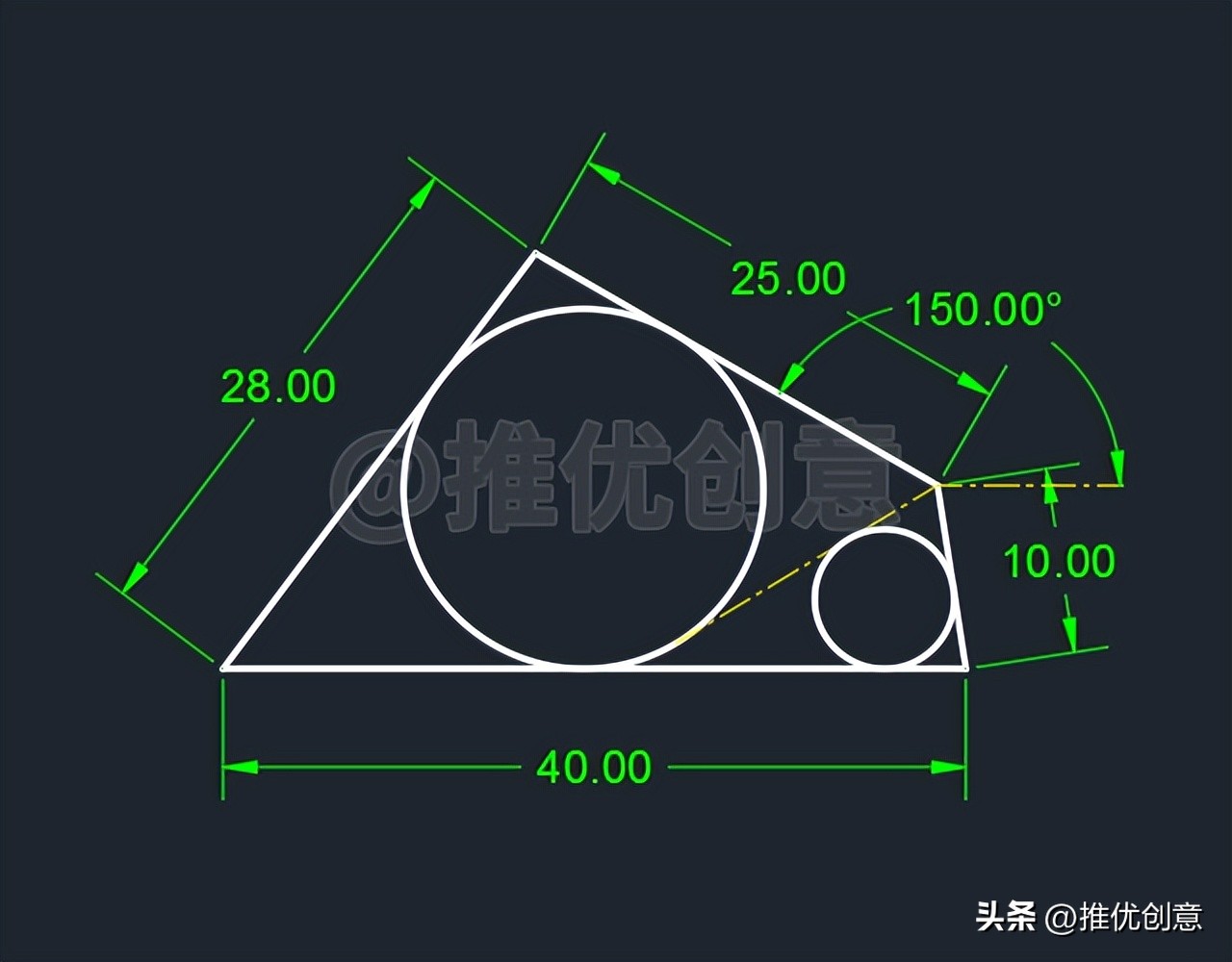 利用多边形作辅助绘制圆弧cad教程,cad平行四边形画图教程