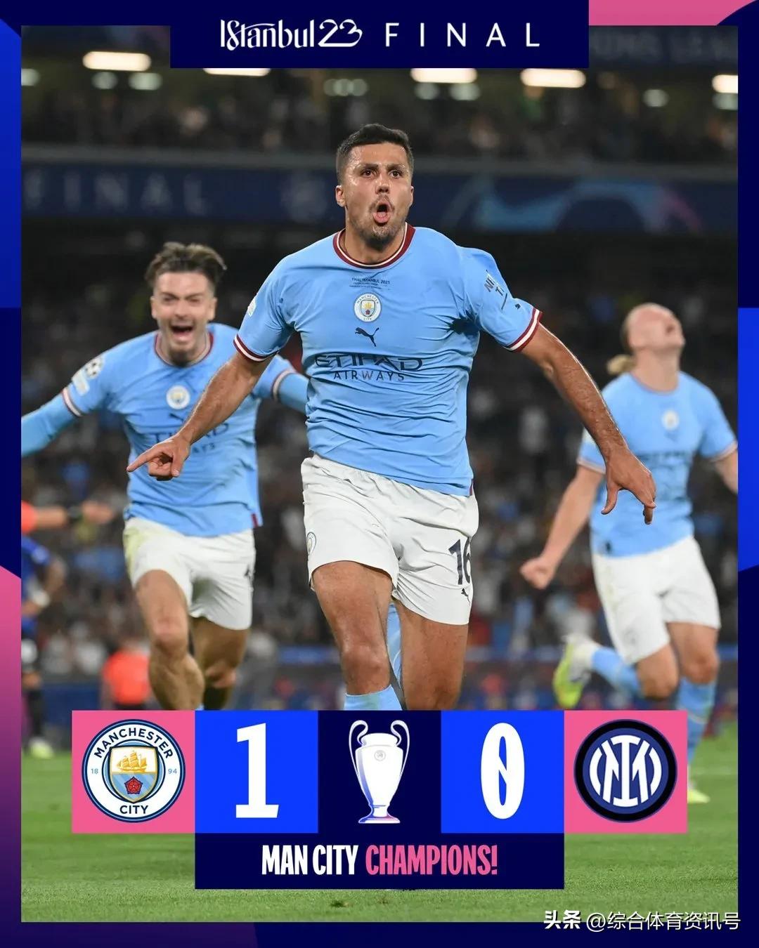 2022欧冠决赛曼城4-0皇家马德里,回顾2022-23赛季曼城问鼎欧冠之路