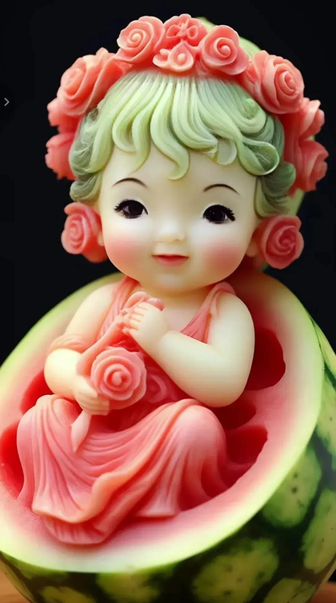 分享靓图赏片——小西瓜挖出来，刀功真的牛爆了。