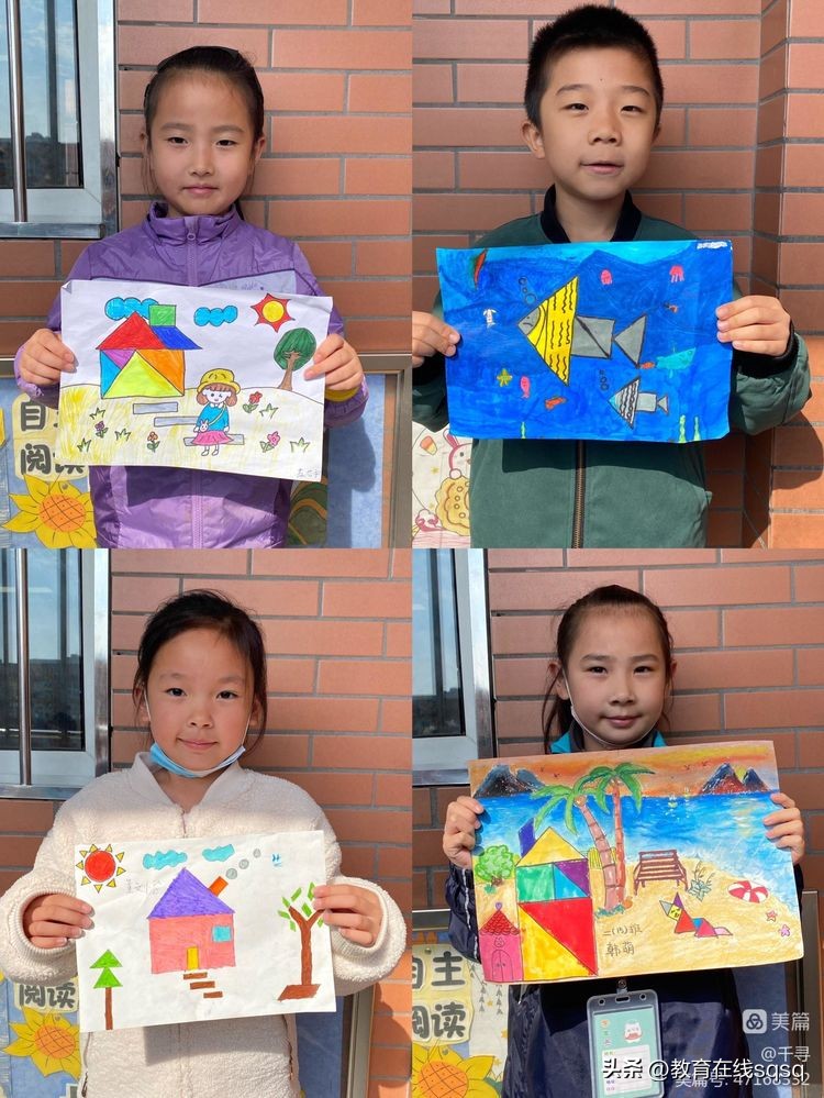 七巧板拼图美丽校园,七巧板拼贴画一年级