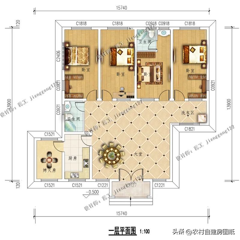 农村一层别墅取暖设计,农村三层带烤火房自建房设计图