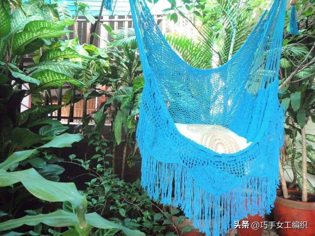 别再只会钩床罩，钩一张这样的吊床简直好用到你不信