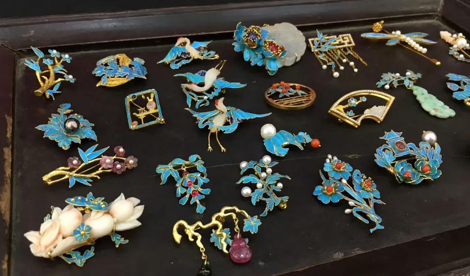 清代点翠饰品,古代点翠首饰手绘效果