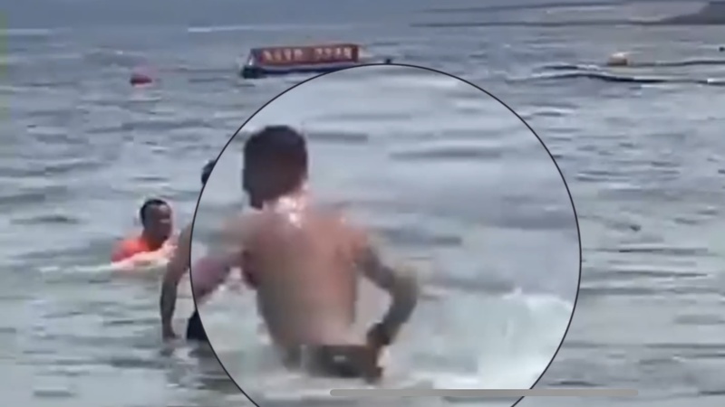 跳海救人的老外,跳海救人的大爷