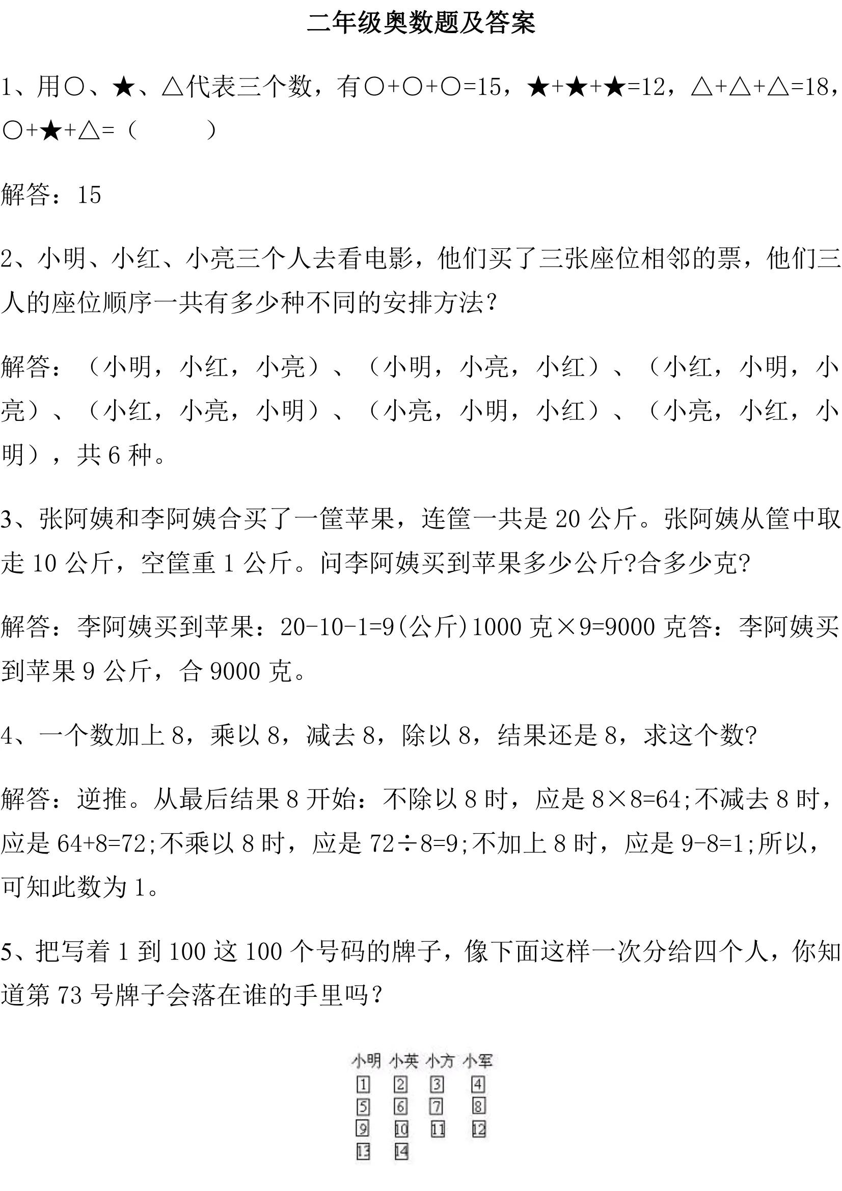 二年级下册必考100题奥数含答案,学霸推荐小学奥数辅导书