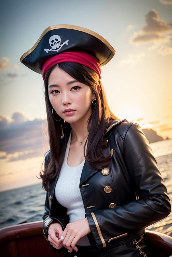 韩风女神COSPLAY海盗服AI真人绘画你能分辨真假吗