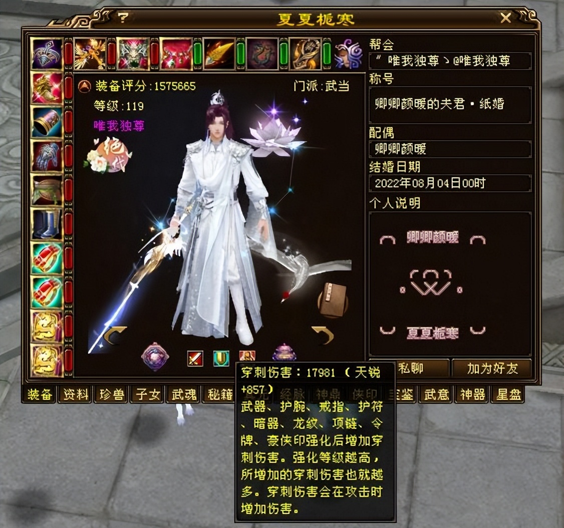 天龙八部2018全服第一武当装备图,天龙八部经典服武当最好的神器