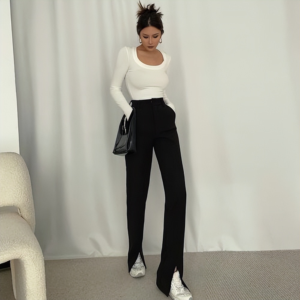 夏日裤装的搭配让你清凉又时尚,短款上衣搭配阔腿白裤子