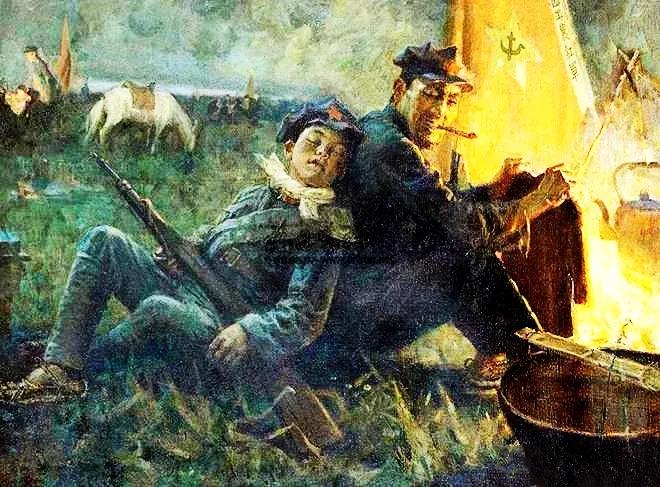 红军长征过草地插画,红军过草地画赏析