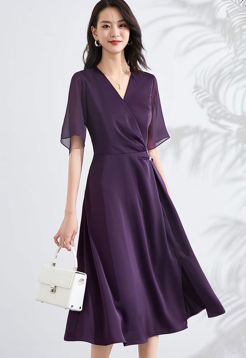 紫色连衣裙慵懒风高级感,漂亮显白洋气的紫色连衣裙来咯