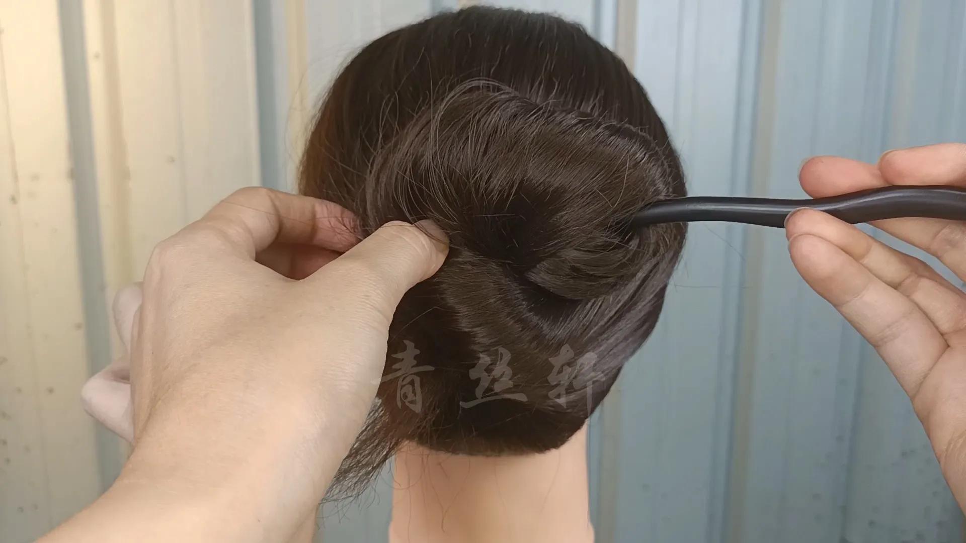 发簪挽发教程最基础,发量少发簪简单好看教程