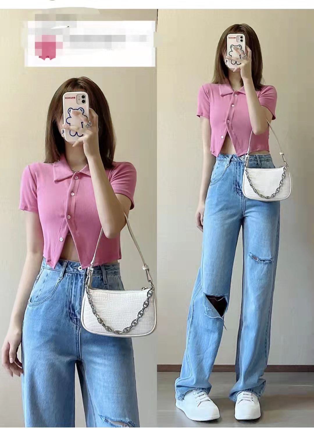 黄色短款短袖搭配什么下身好看,宽松短袖搭配什么下身好看