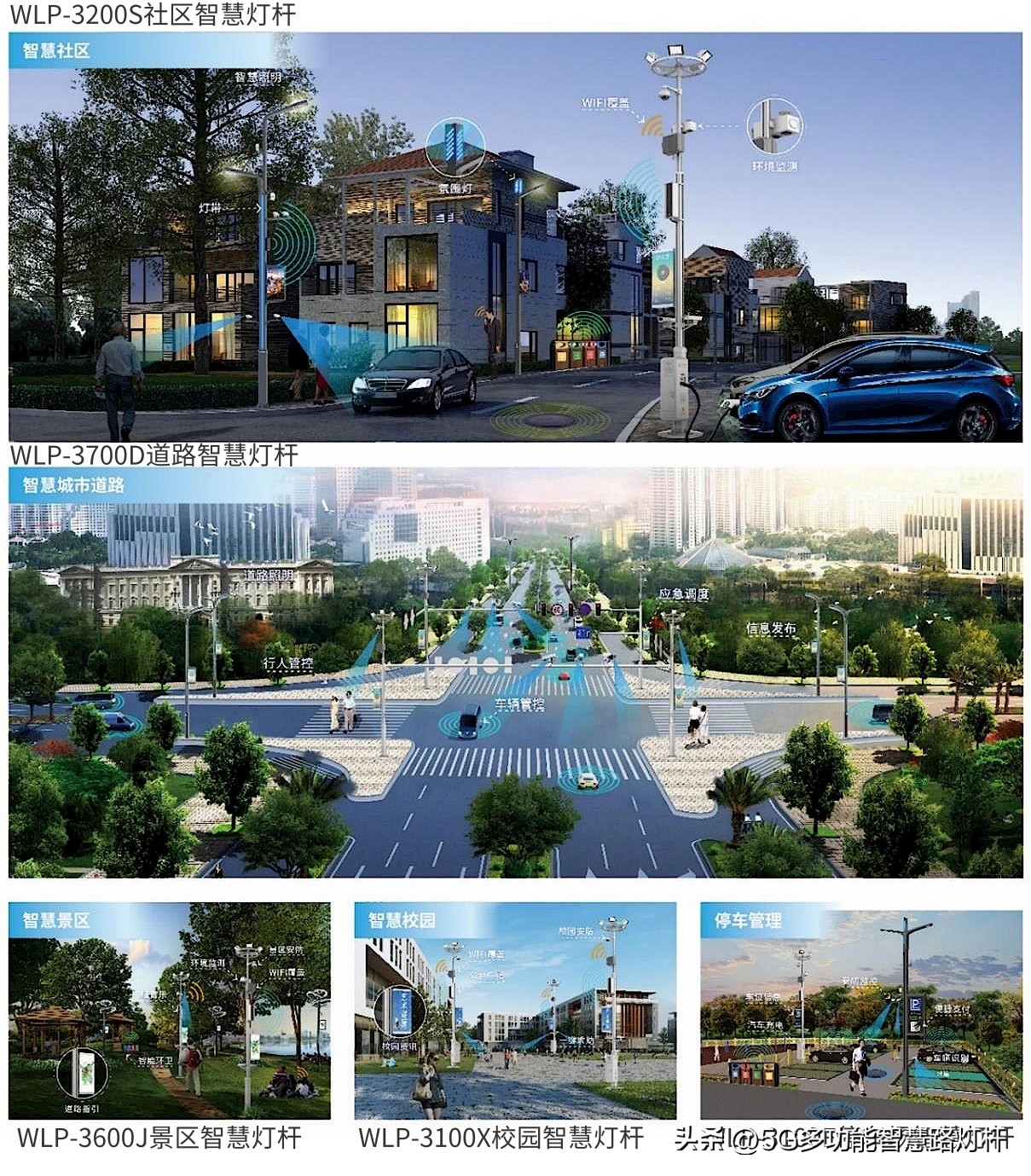 园区智慧灯杆图,园区智慧路灯设计