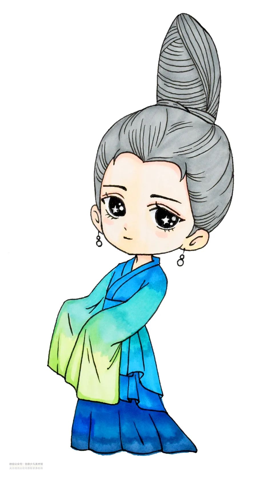 儿童画教程｜春季卡通动漫课程《千里画卷，只此青绿》