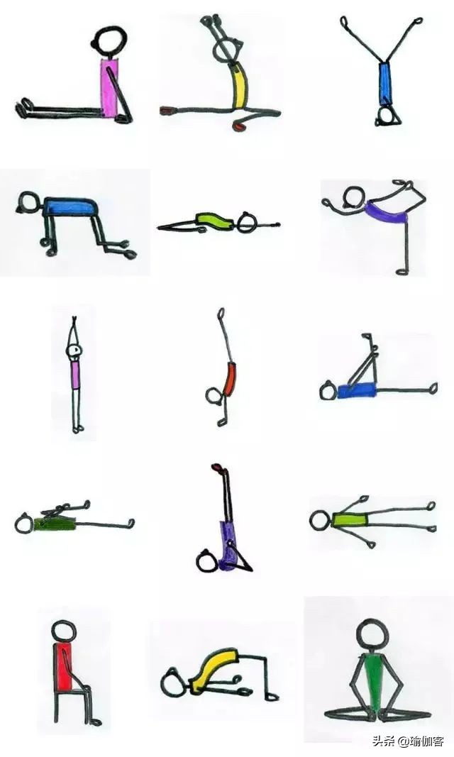 瑜伽排课体式小人图简易版,瑜伽体式动作小人图