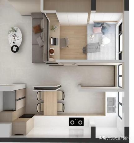 刀把型户型怎么改成三房,3居刀把户型改造装修案例