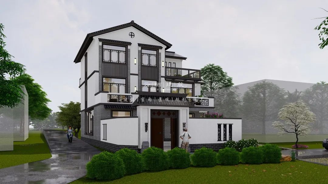 河源现代简约乡村别墅,河源现代极简风格庭院打造