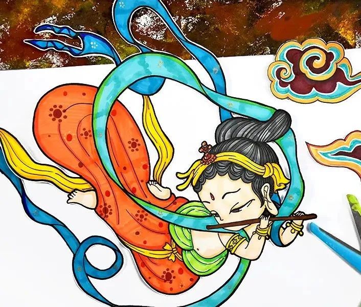 儿童画教程｜高年级国潮动漫课程--敦煌飞天