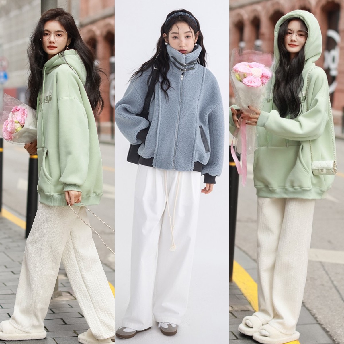 冬天白色裤子配什么颜色上衣好看,冬天穿的白色阔腿长裤配什么大衣