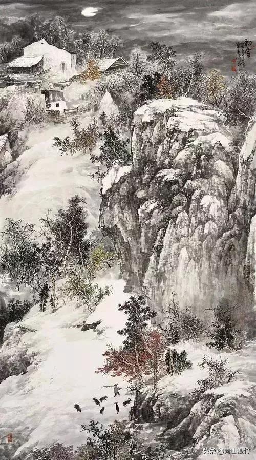竖幅山水画图片大全精品,陈学良山水画精品欣赏40幅