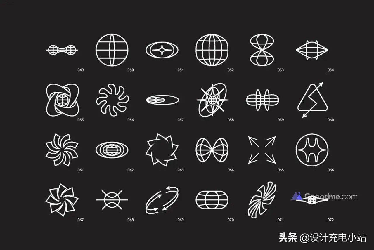 96款创意艺术贴纸酸性Logo抽象几何图形线性图标Ai设计素材源文件