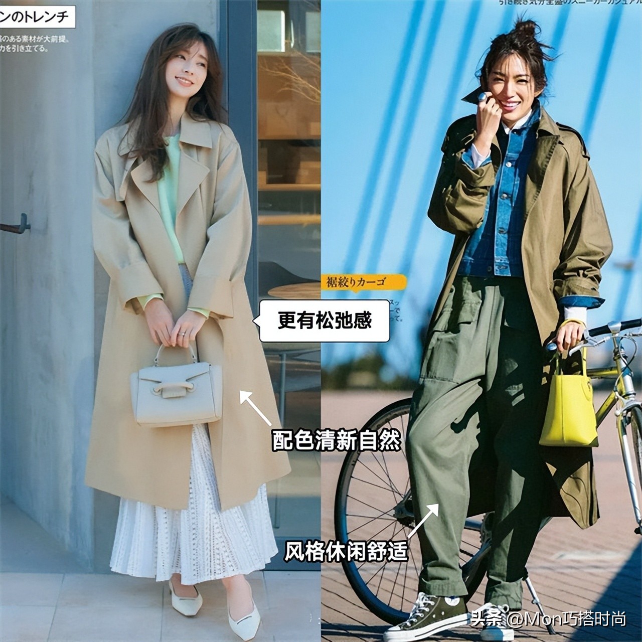 日系短风衣穿搭,经典日本女士风衣穿搭法